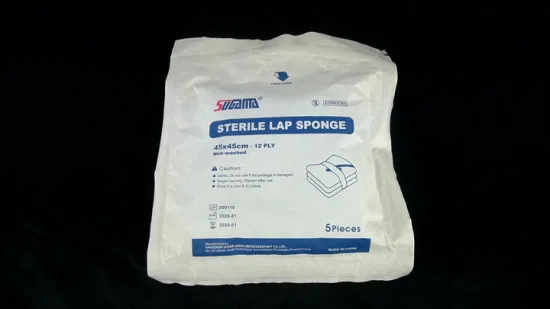 Esponja de regazo de gasa con esponja médica de regazo de gasa de lazo de algodón azul o blanco